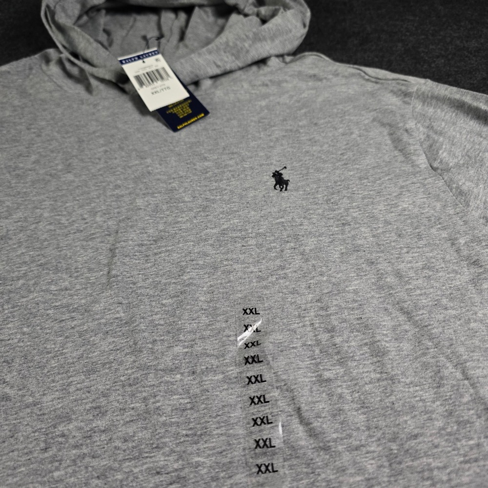 Polo Ralph Lauren Grey Heather Lightweight Hoodie Cotton Jersey Men's XXL NWT - Picture 12 of 13